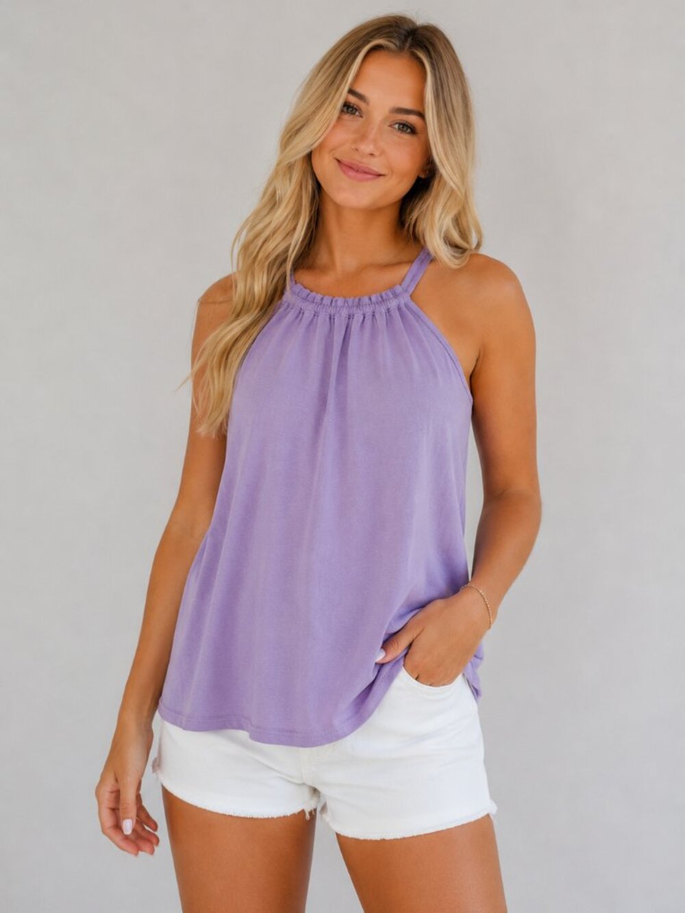 Double Zero Women’s Light Purple Sleeveless Ruffle Top Size Large NWT